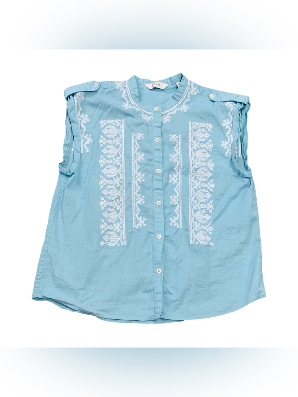 Joie Cross Stitch Embroidered Cotton Blend Button Front Blouse Size XL